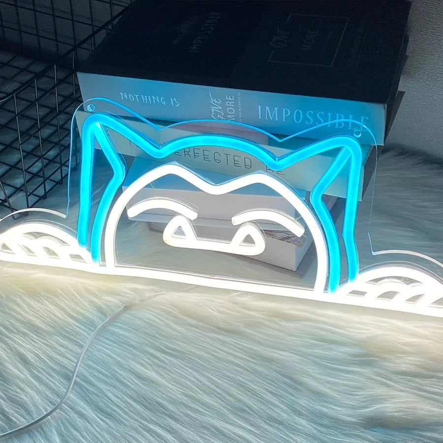 Cartoon Led Neon Lights, Cute Animals Blue Room Decoration Gifts, Used for Wall Decoration, Unique Night Lights, Christmas Gifts