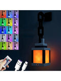 Pixel Lantern Night Light - 16-Color RGB Remote Control, USB Rechargeable Design, Ideal for Bedroom, Game Room Wall or Table Mou