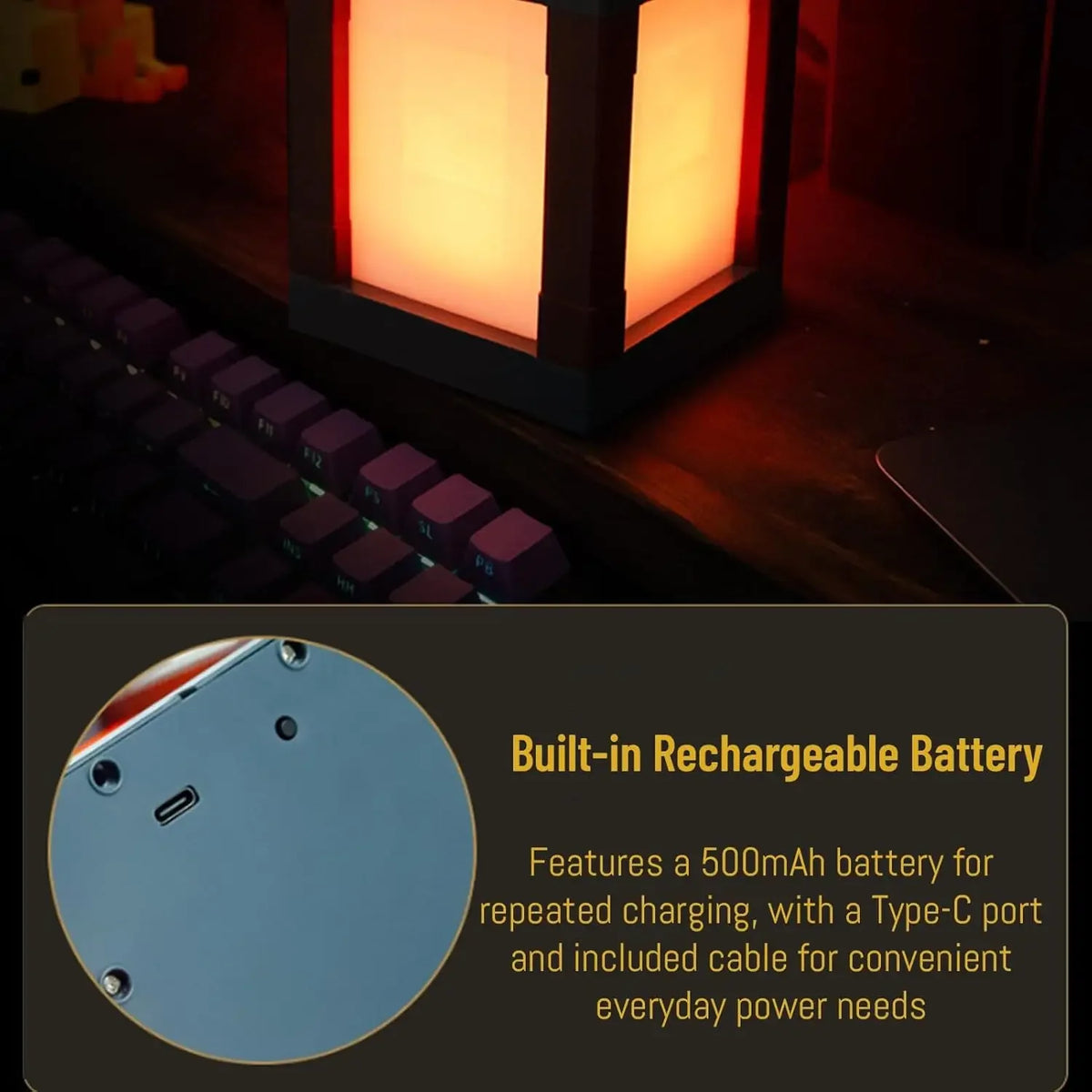 Pixel Lantern Night Light - 16-Color RGB Remote Control, USB Rechargeable Design, Ideal for Bedroom, Game Room Wall or Table Mou