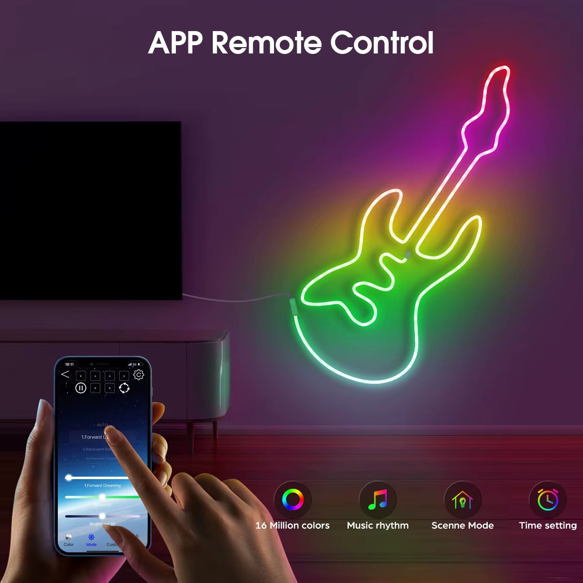 2/3/5/10M Smart APP Control RGBIC Neon LED Strip Light, Music Sync, USB 5V Waterproof Light Rope for Bedroom Gaming Room Decor