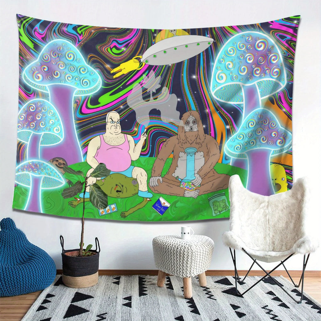 Fantasy Mushroom Forest Tapestry Living Room Feature Wall Music Party Wall Hanging Psychedelic Theme Room Decor