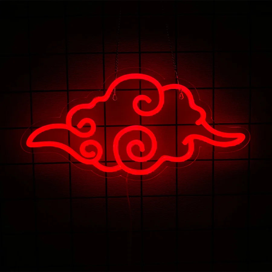 Anime Neon Sign,Led Cloud Neon Lights for Wall Decor,Usb Night Light for Teen Boys Room,Bedroom,Game Room,Man Cave,Party Decor
