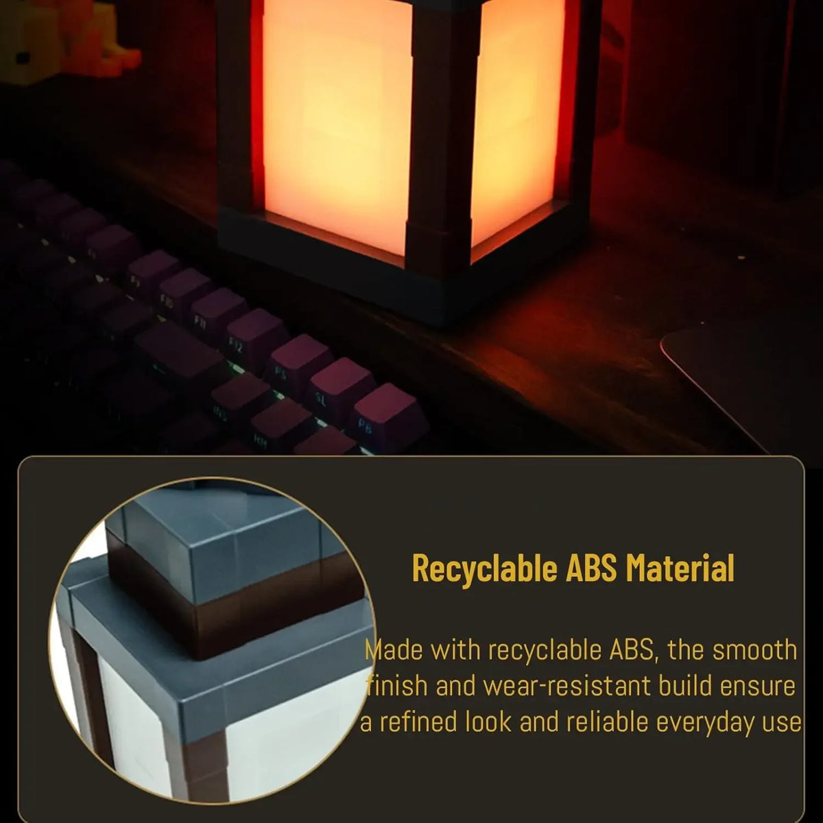 Pixel Lantern Night Light - 16-Color RGB Remote Control, USB Rechargeable Design, Ideal for Bedroom, Game Room Wall or Table Mou