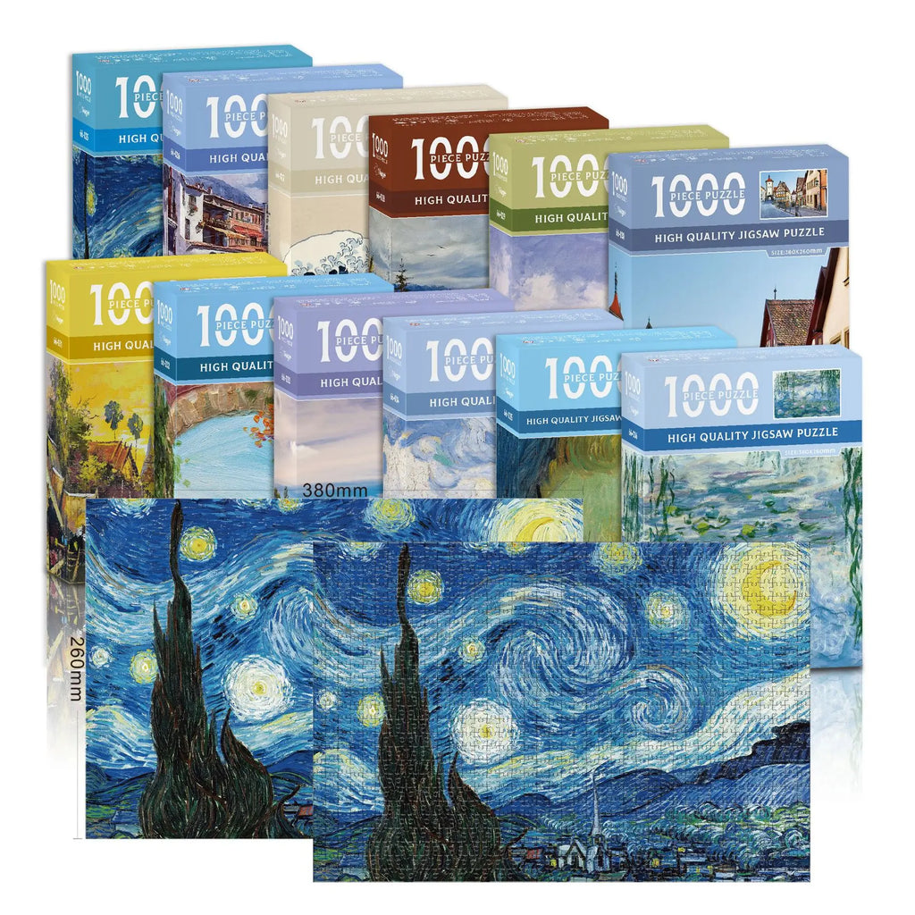Mini Jigsaw Puzzle 1000 Pieces for Adults Van Gogh the Starry Night Environmentally Friendly Paper Christmas Gift Toy