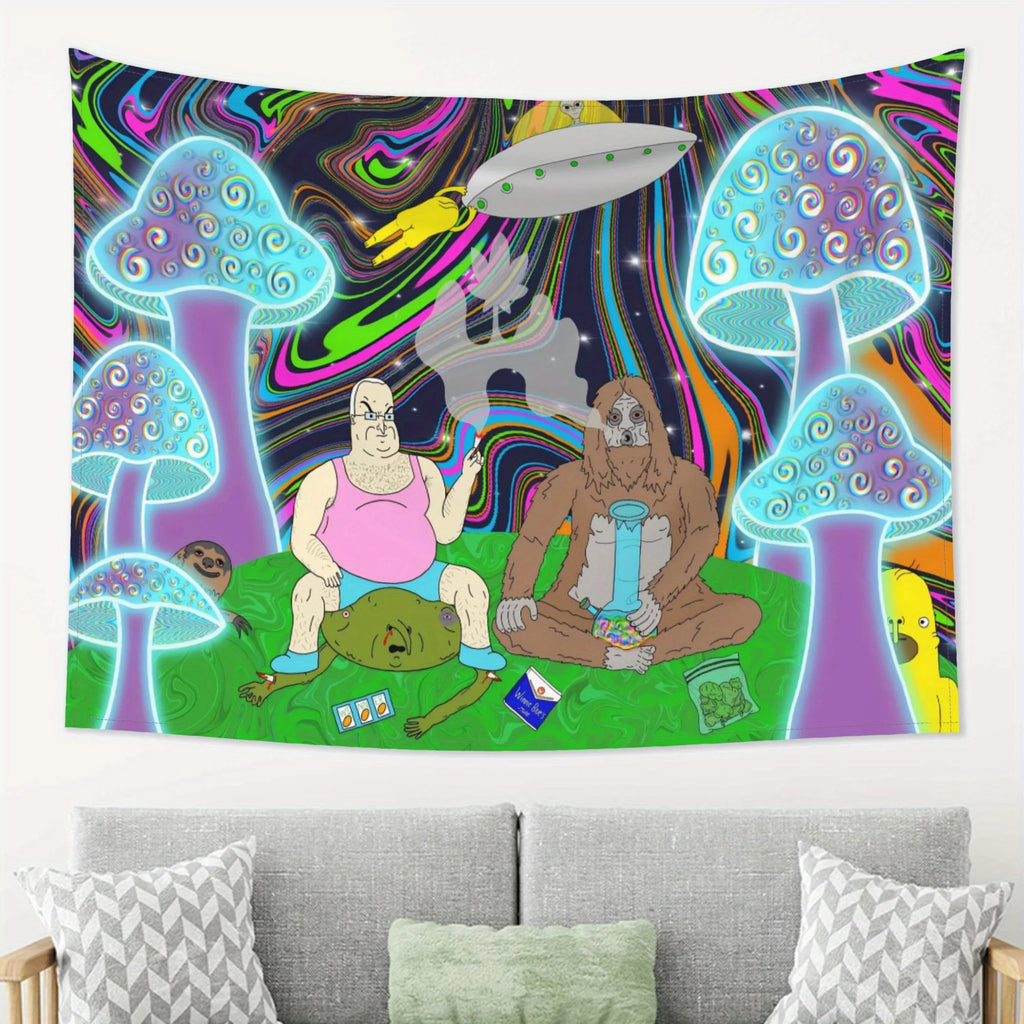 Fantasy Mushroom Forest Tapestry Living Room Feature Wall Music Party Wall Hanging Psychedelic Theme Room Decor