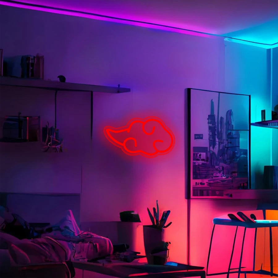 Anime Neon Sign,Led Cloud Neon Lights for Wall Decor,Usb Night Light for Teen Boys Room,Bedroom,Game Room,Man Cave,Party Decor