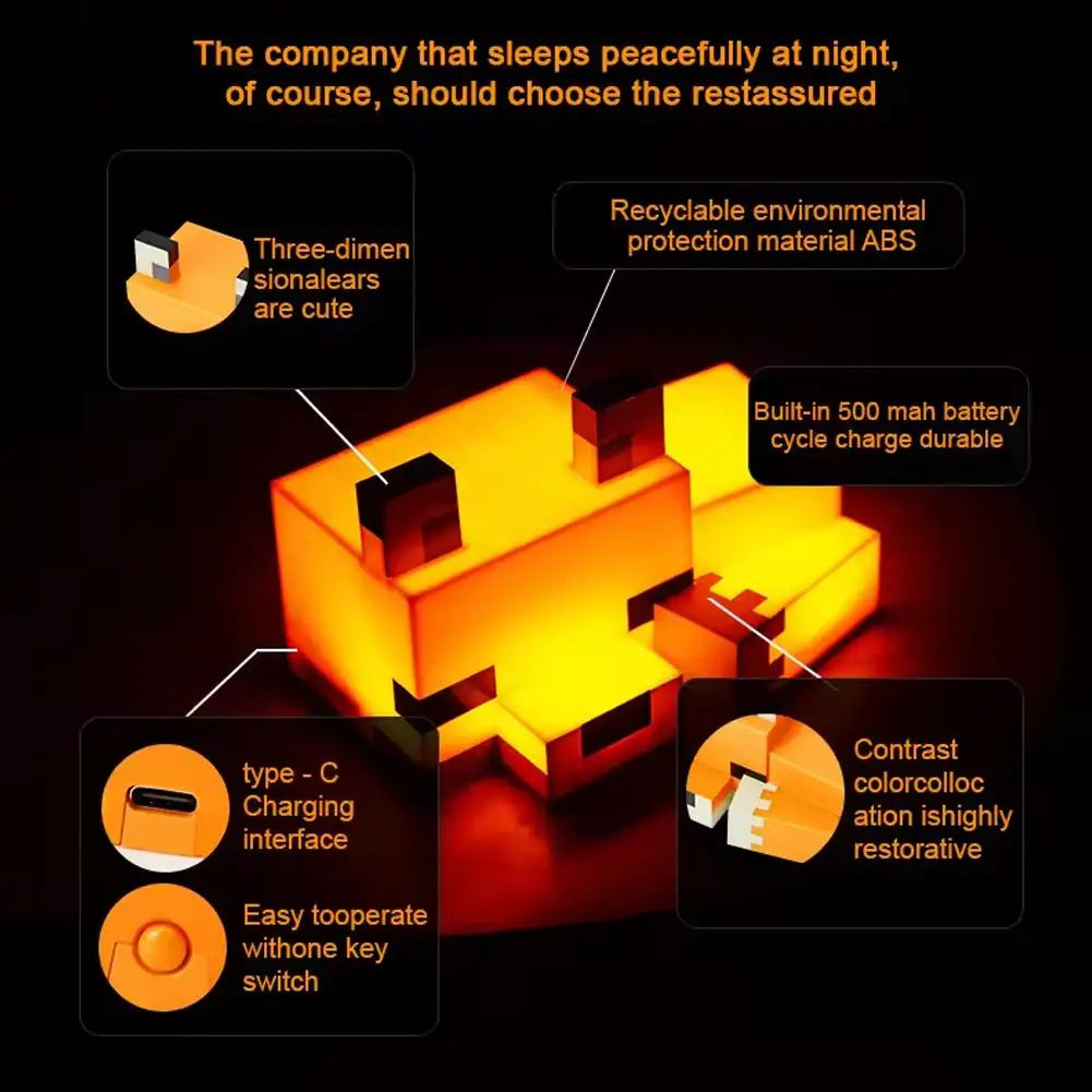 Fox Free Standing Desk Light, Gaming Room Home Decor and Merchandise for Boys and Girls, Nightlight Gift for Playroom Bedroom