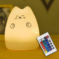 Colorful LED Night Light Animal Cute Cat Silicone Soft Breathing Cartoon Baby Nursery Lamp for Children Kid Gift Dropship