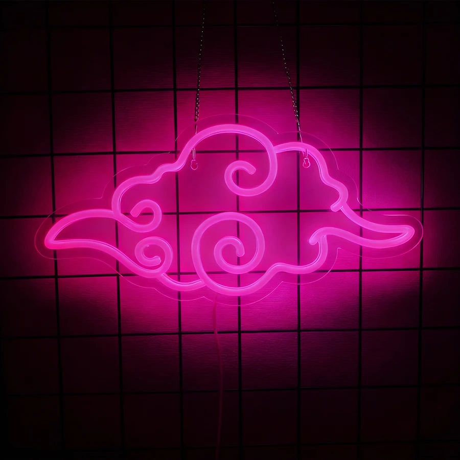 Anime Neon Sign,Led Cloud Neon Lights for Wall Decor,Usb Night Light for Teen Boys Room,Bedroom,Game Room,Man Cave,Party Decor
