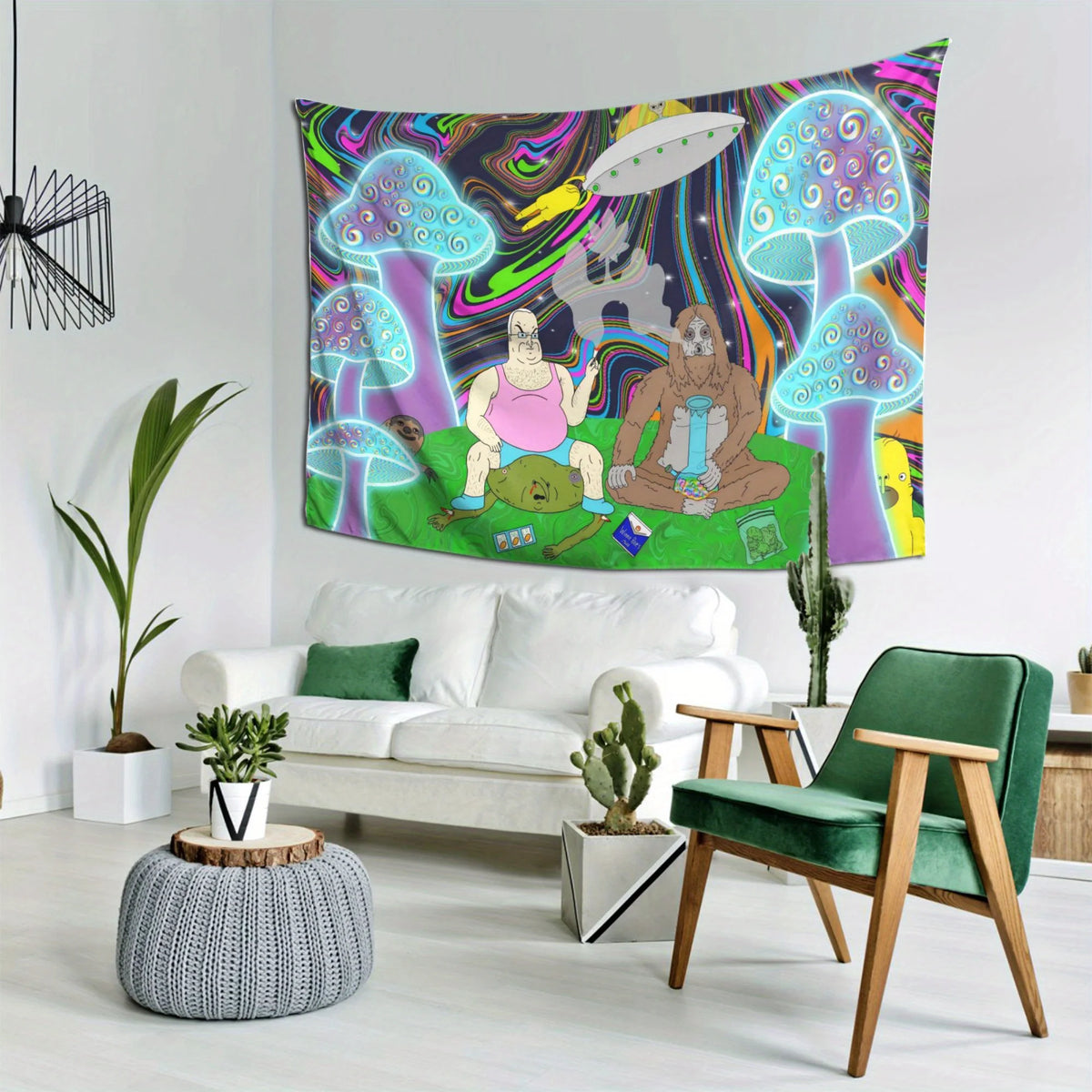 Fantasy Mushroom Forest Tapestry Living Room Feature Wall Music Party Wall Hanging Psychedelic Theme Room Decor