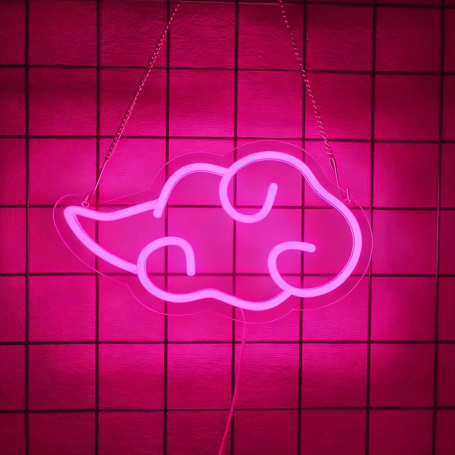 Anime Neon Sign,Led Cloud Neon Lights for Wall Decor,Usb Night Light for Teen Boys Room,Bedroom,Game Room,Man Cave,Party Decor