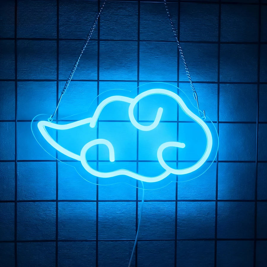 Anime Neon Sign,Led Cloud Neon Lights for Wall Decor,Usb Night Light for Teen Boys Room,Bedroom,Game Room,Man Cave,Party Decor