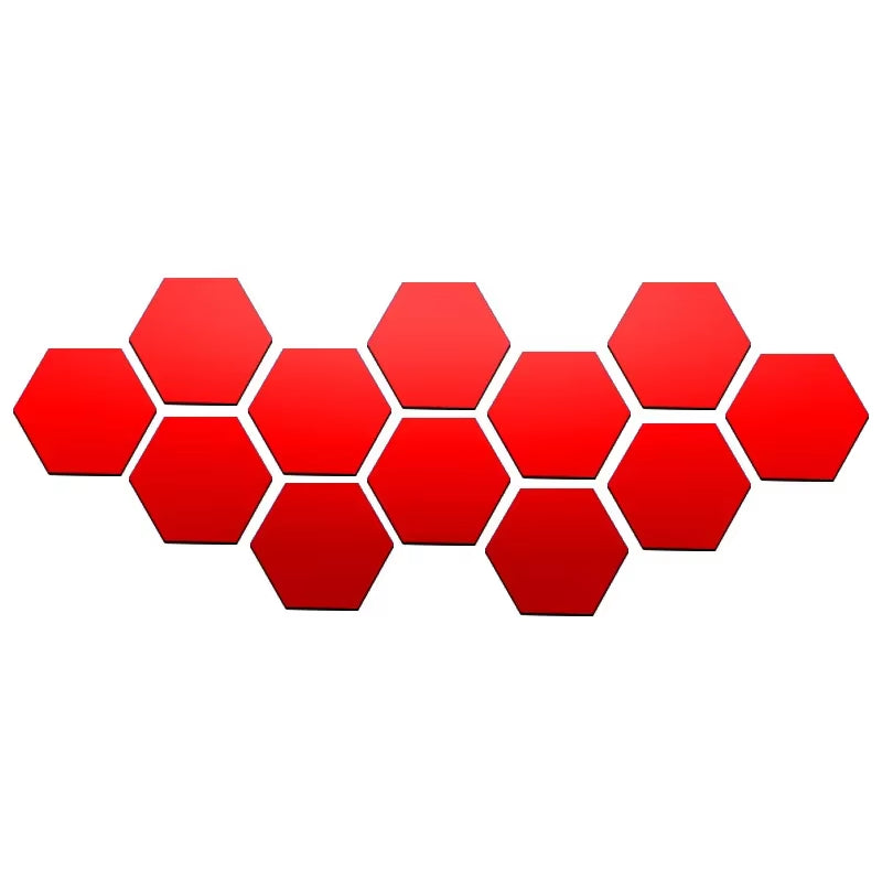 6/12Pcs 3D Hexagon Mirror Wall Sticker Rose Gold DIY TV Background Living Room Stickers Wall Decor Bedroom Bathroom Home Decor