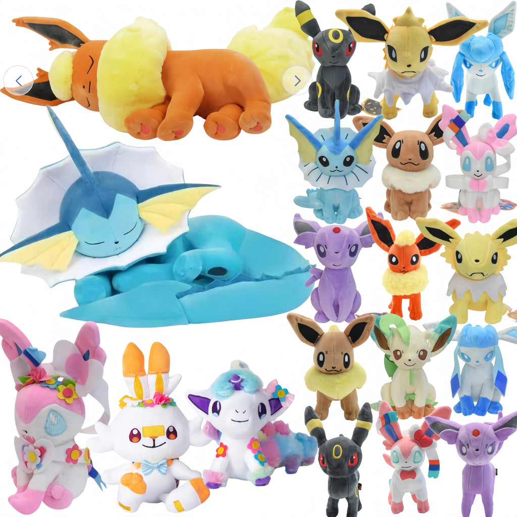 Whole Set for Sale Flareon Vaporeon Stuffed Doll Pokemon Umbreon Glaceon Leafeon Sylveon Scorbunny Ponyta Eevee Collection Plush