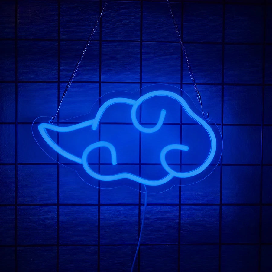Anime Neon Sign,Led Cloud Neon Lights for Wall Decor,Usb Night Light for Teen Boys Room,Bedroom,Game Room,Man Cave,Party Decor