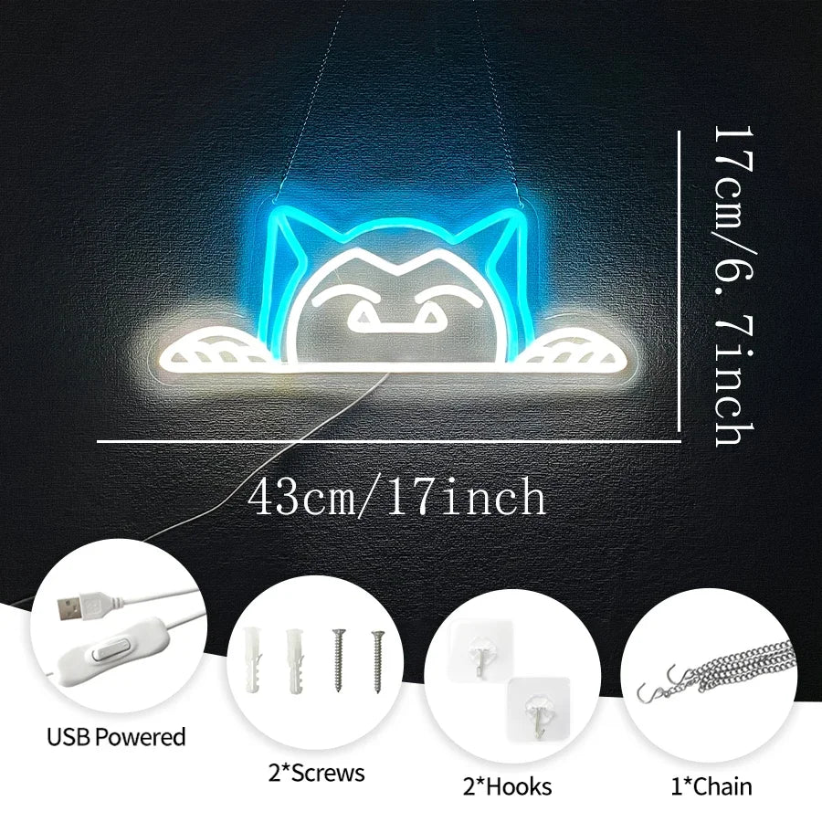 Cartoon Led Neon Lights, Cute Animals Blue Room Decoration Gifts, Used for Wall Decoration, Unique Night Lights, Christmas Gifts