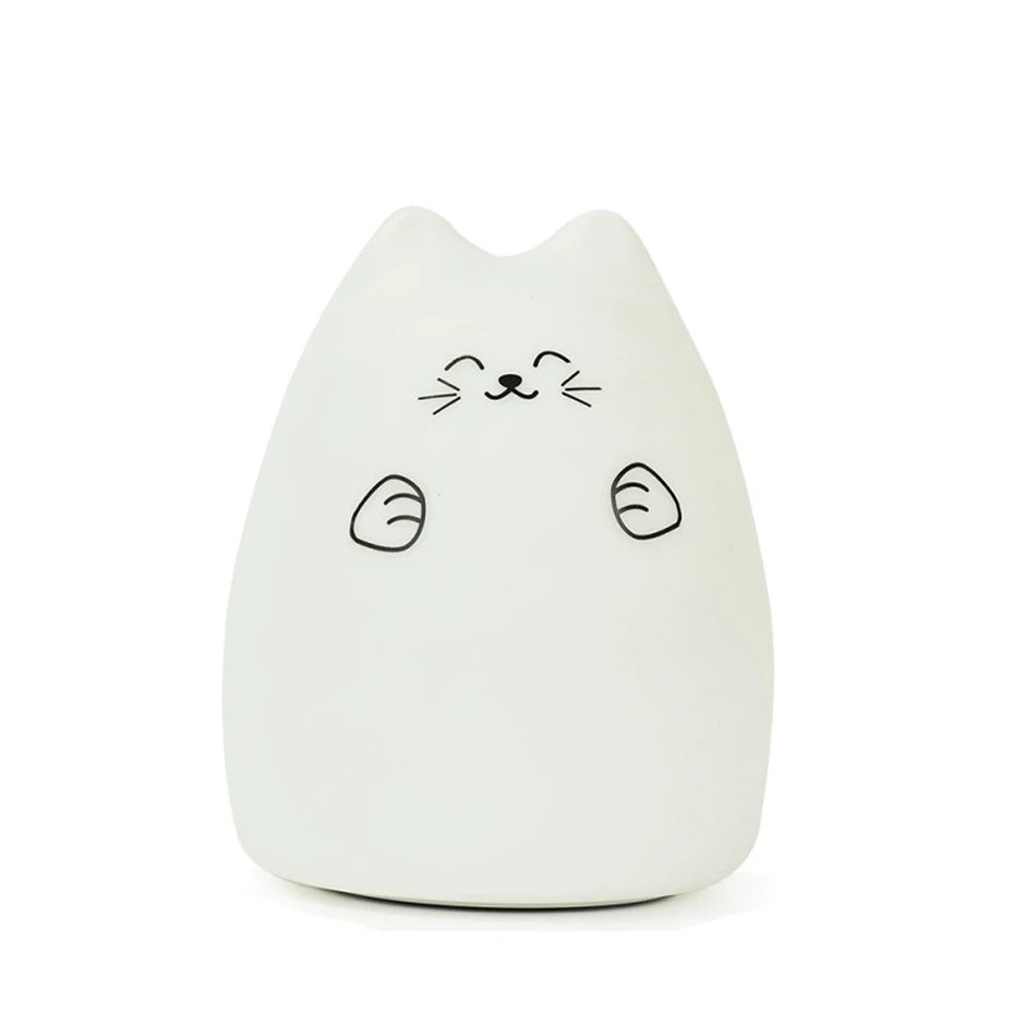 Colorful LED Night Light Animal Cute Cat Silicone Soft Breathing Cartoon Baby Nursery Lamp for Children Kid Gift Dropship
