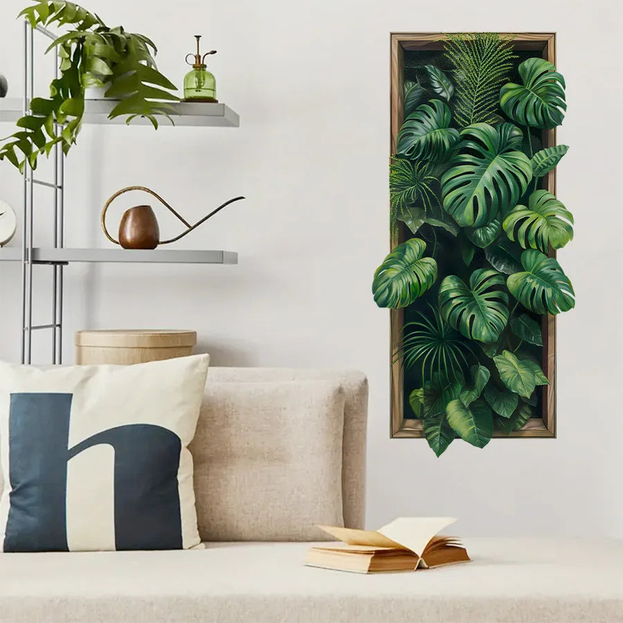 Green Plant Wall Sticker Creative Nordic Stickers Living Room Sofa Bedroom Background Wall Decor Self-Adhesive House Decoration