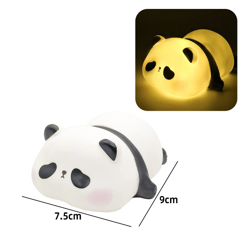 Cute Rabbit Lamp Decorations Desk Accessories Bunny Lamp Panda Light Ornament Cartoon Reading Light Easter Gifts