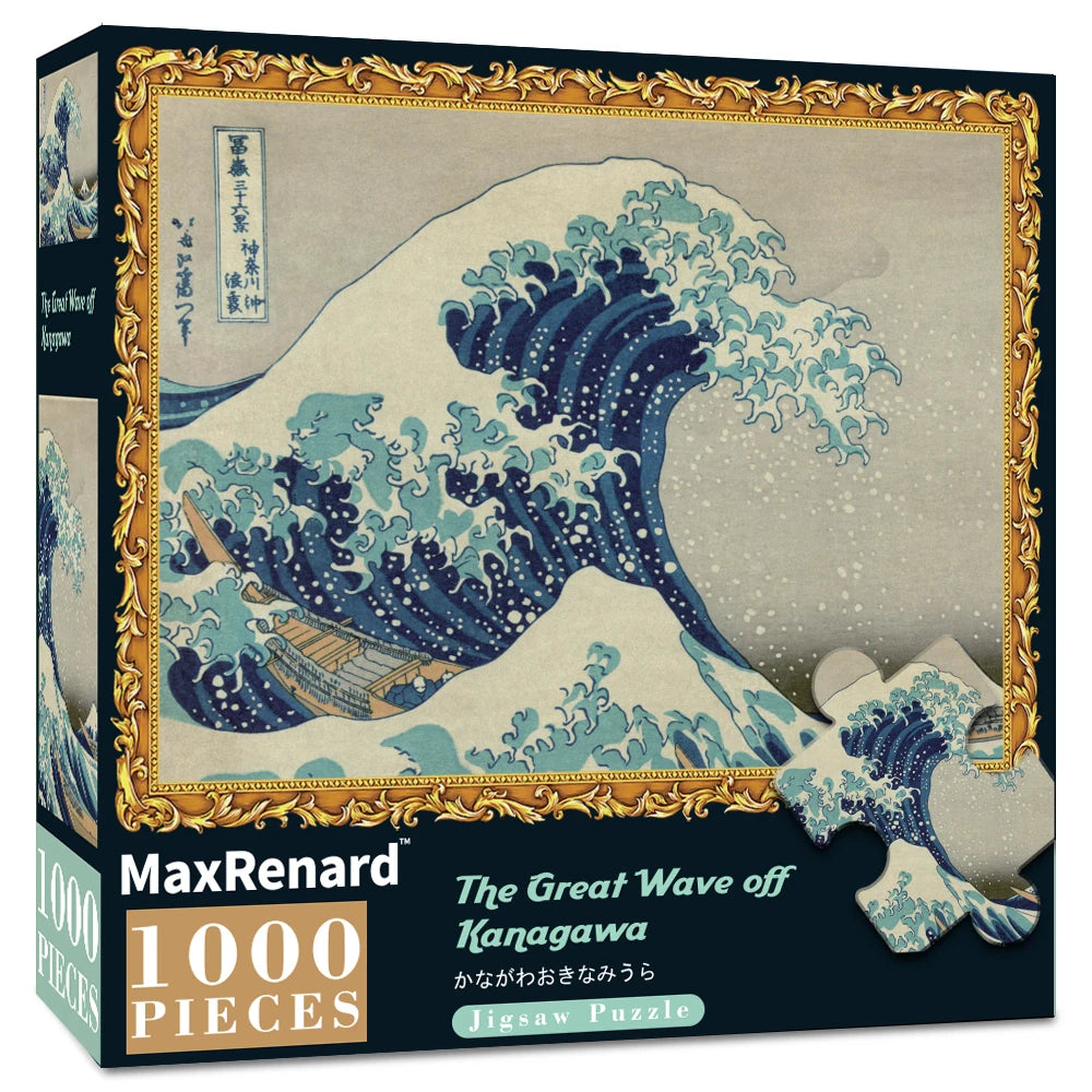 Adults 1000 Piece Difficult Jigsaw Puzzles 50*70Cm the Great Wave off Kanagawa Environmental Theme Series