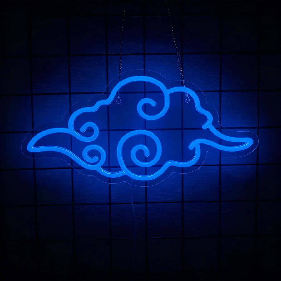 Anime Neon Sign,Led Cloud Neon Lights for Wall Decor,Usb Night Light for Teen Boys Room,Bedroom,Game Room,Man Cave,Party Decor