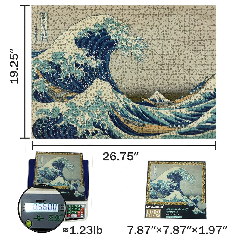 Adults 1000 Piece Difficult Jigsaw Puzzles 50*70Cm the Great Wave off Kanagawa Environmental Theme Series