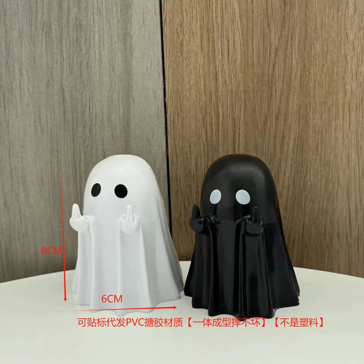 Cute Middle Finger Ghost Statue, Small Halloween Decor for Home, Centerpiece for Coffee Table, Adorable Horror Figure
