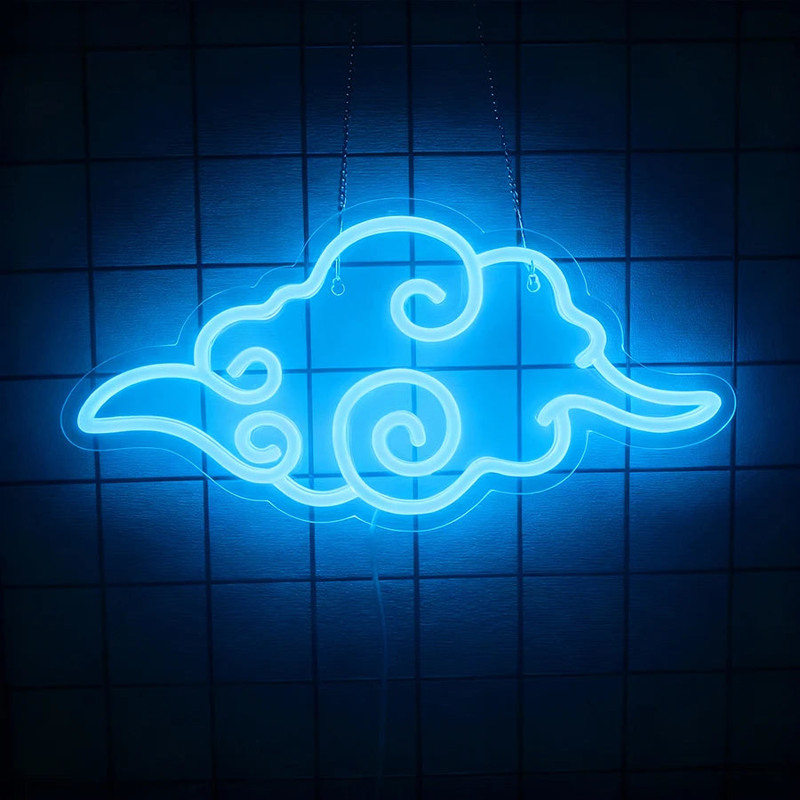 Anime Neon Sign,Led Cloud Neon Lights for Wall Decor,Usb Night Light for Teen Boys Room,Bedroom,Game Room,Man Cave,Party Decor