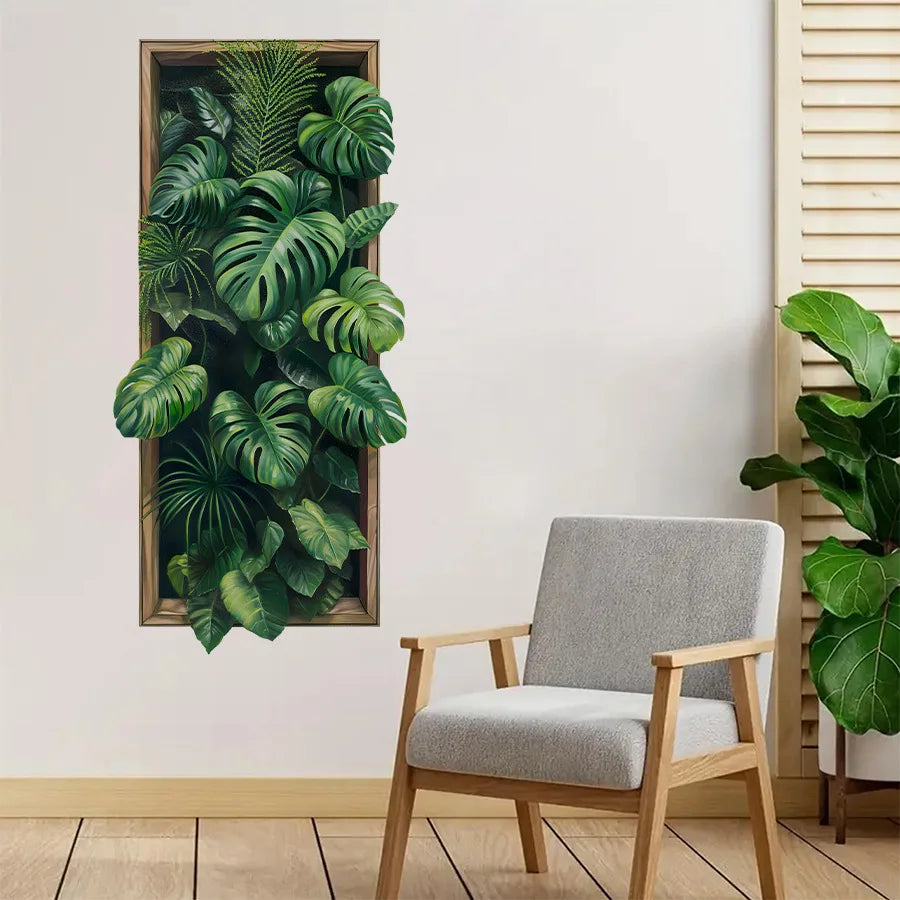 Green Plant Wall Sticker Creative Nordic Stickers Living Room Sofa Bedroom Background Wall Decor Self-Adhesive House Decoration
