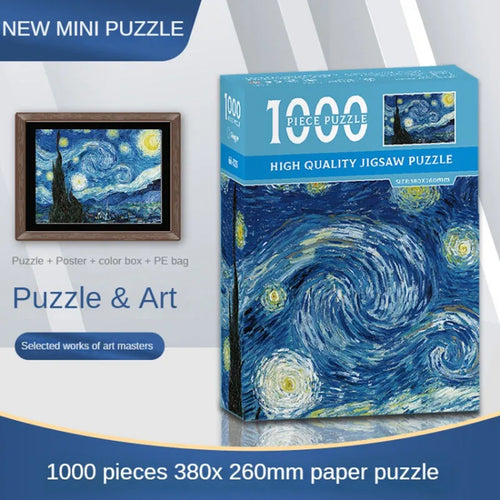 Mini Jigsaw Puzzle 1000 Pieces for Adults Van Gogh the Starry Night Environmentally Friendly Paper Christmas Gift Toy