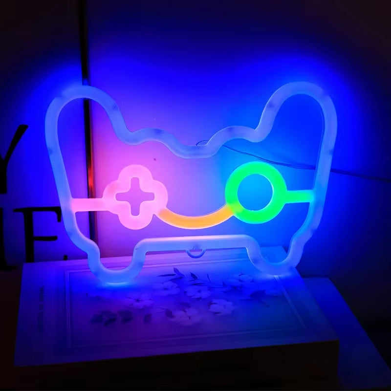 Gamepad Fire Moon Star LED Bright Neon Light Night Sign Modeling Lamp Room Wall Art Decoration Wholesale Xmas Birthday Wedding