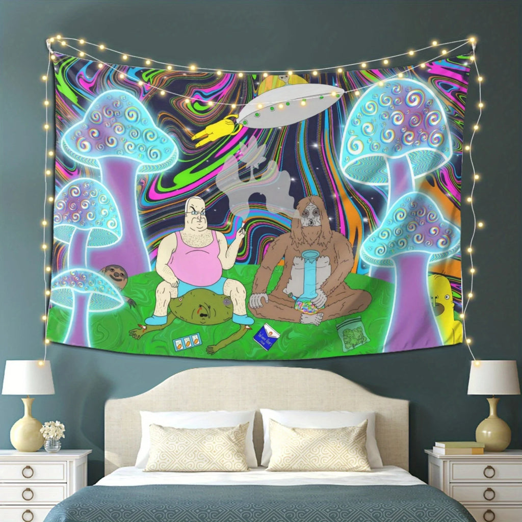 Fantasy Mushroom Forest Tapestry Living Room Feature Wall Music Party Wall Hanging Psychedelic Theme Room Decor