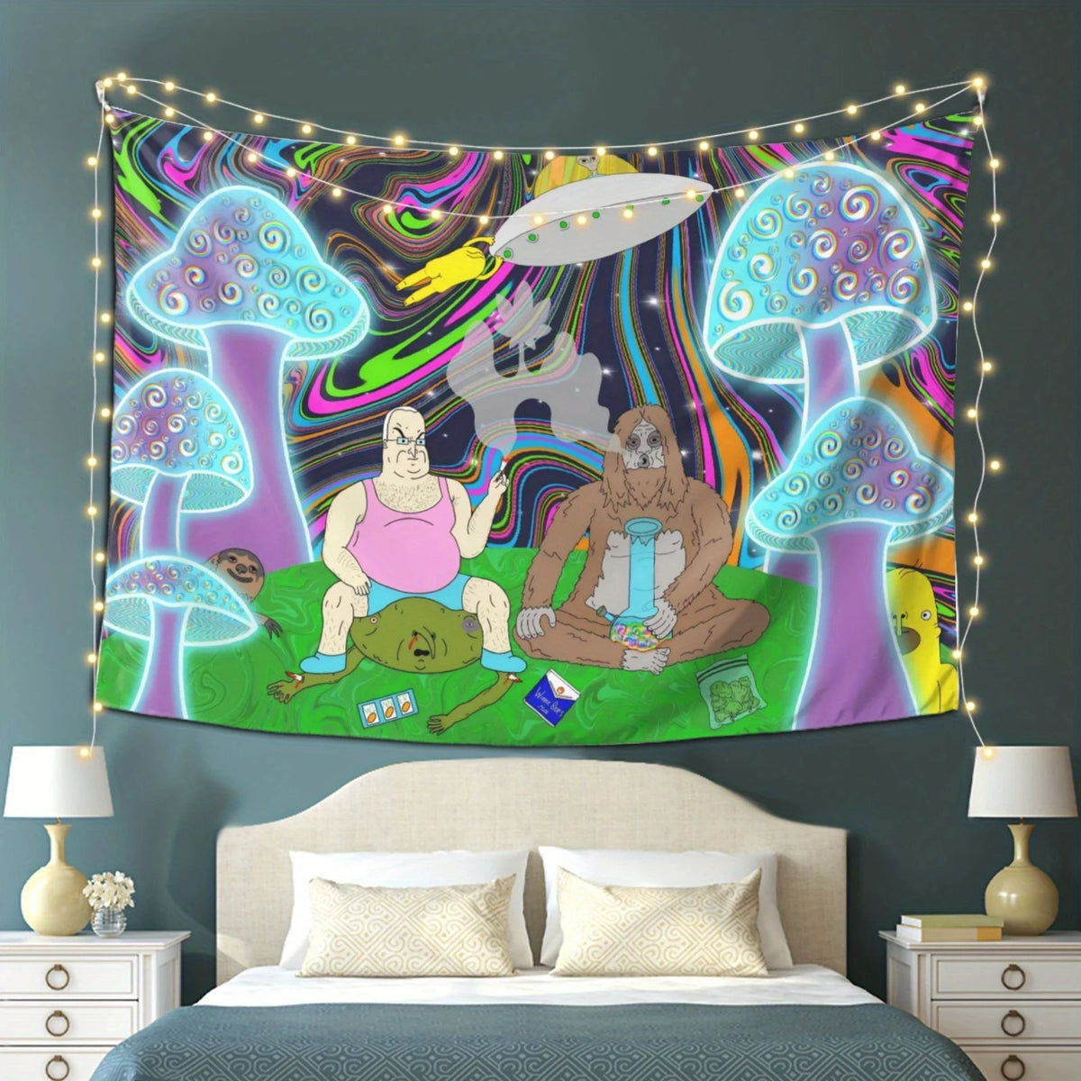 Fantasy Mushroom Forest Tapestry Living Room Feature Wall Music Party Wall Hanging Psychedelic Theme Room Decor