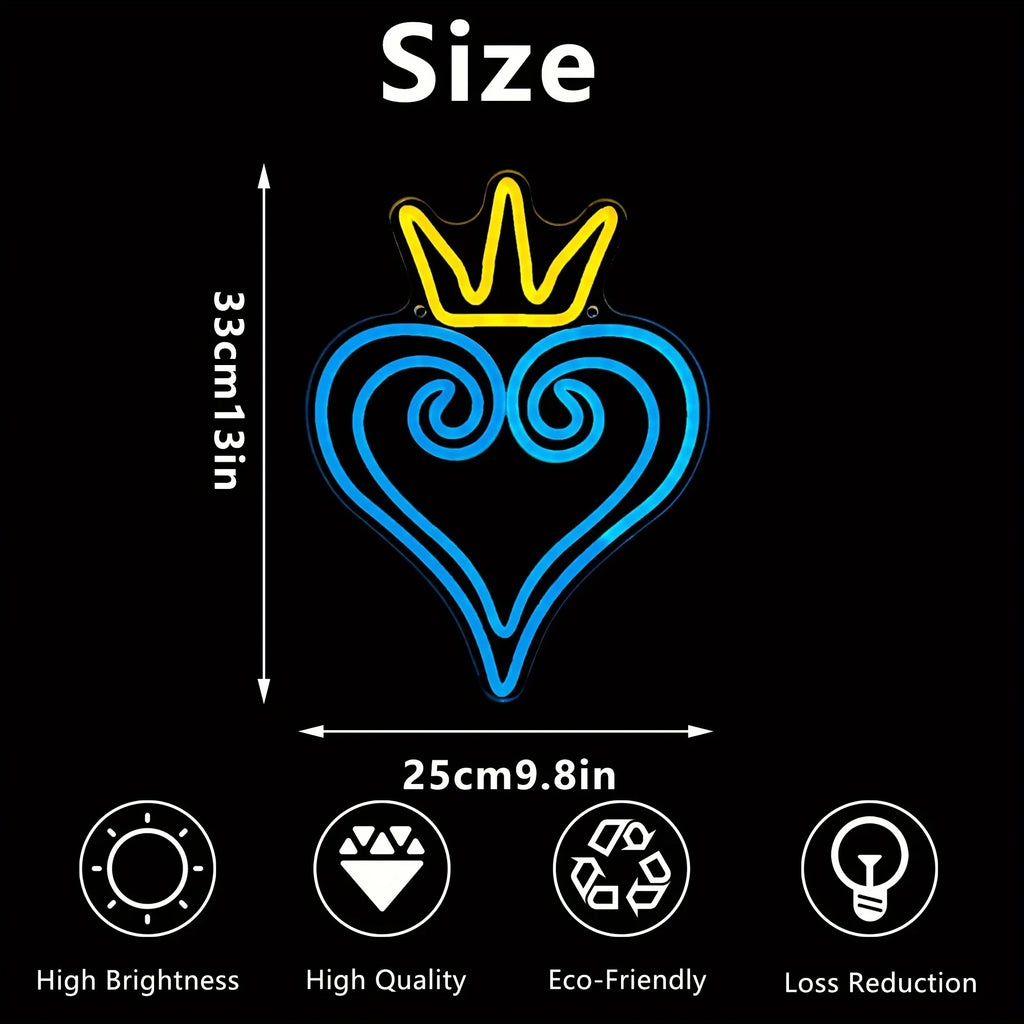LED Kingdom and Hearts Neon Sign, for Wall Decor, Anime Neon Sign, Neon Game Room Setup,For Man Cave Game Party Birthday Gifts